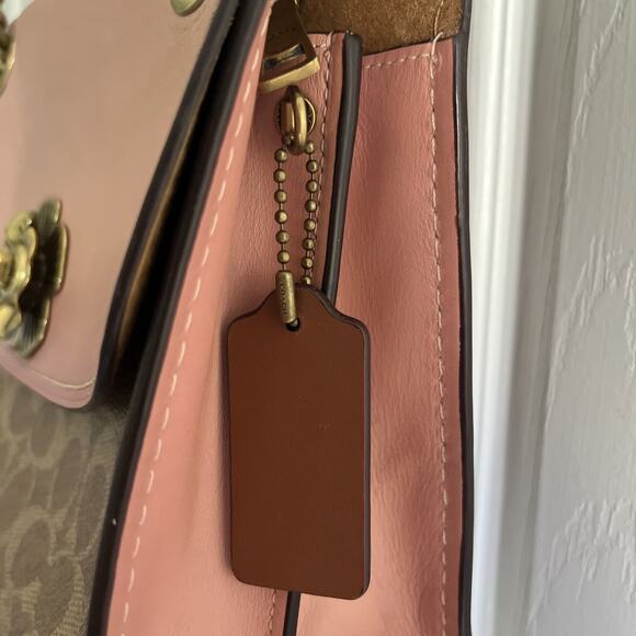 COACH Parker 30585 Pink C Logo Canvas+Leather. Shoulder+crossbody Bag purse - Picture 3 of 16